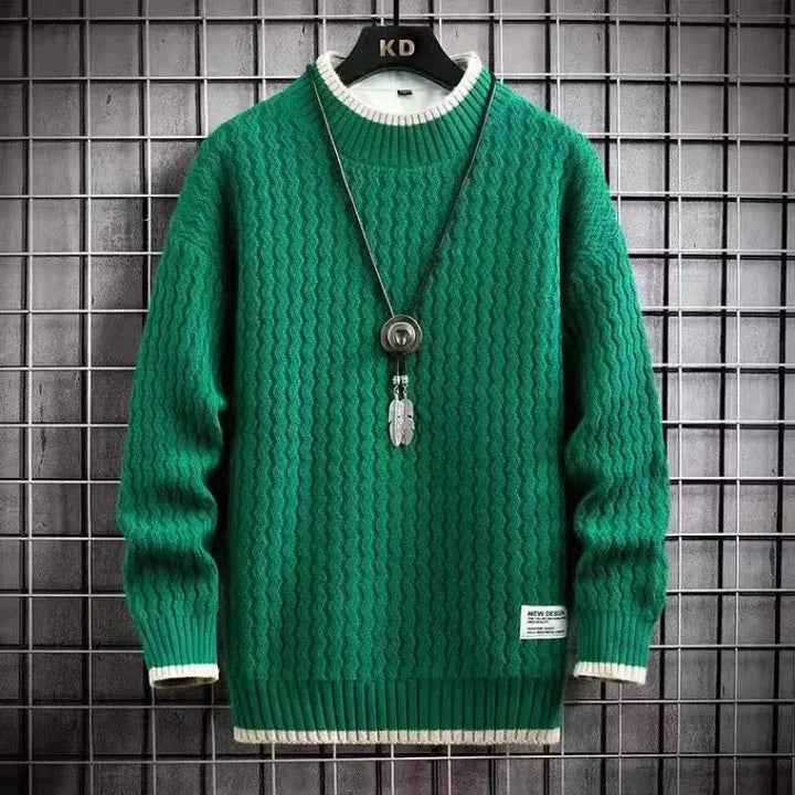 Levi | Farbblockierter Kabelstrick-Turtleneck