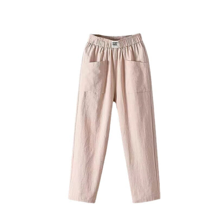 Lässige Baumwoll-Leinen-Hose mit elastischem Bund