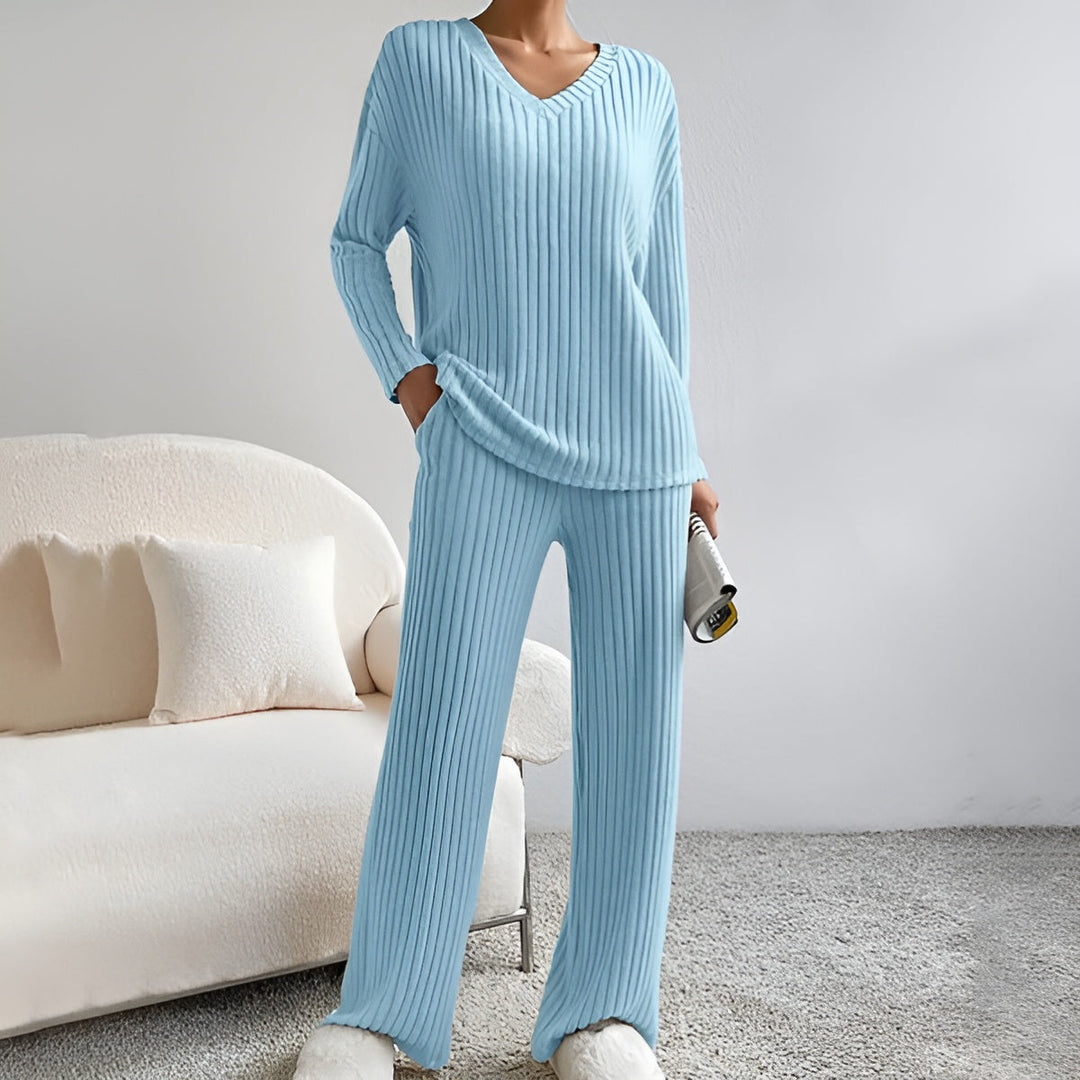 Isla™ | Gestreifter V-Ausschnitt Pullover Set